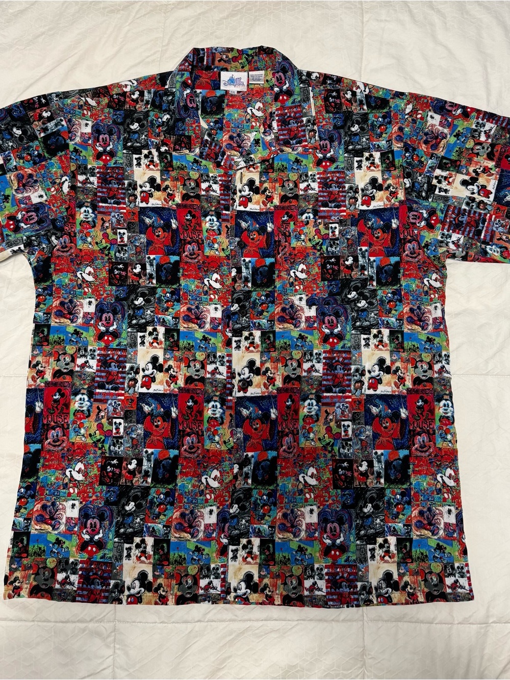Disneyland Resort Mickey Mouse Collage Shirt XXL Vintage AOP Button Up Disney